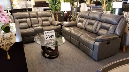 Brand new soft gray or brown gel leather manual reclining sofa + loveseat 2PCs set