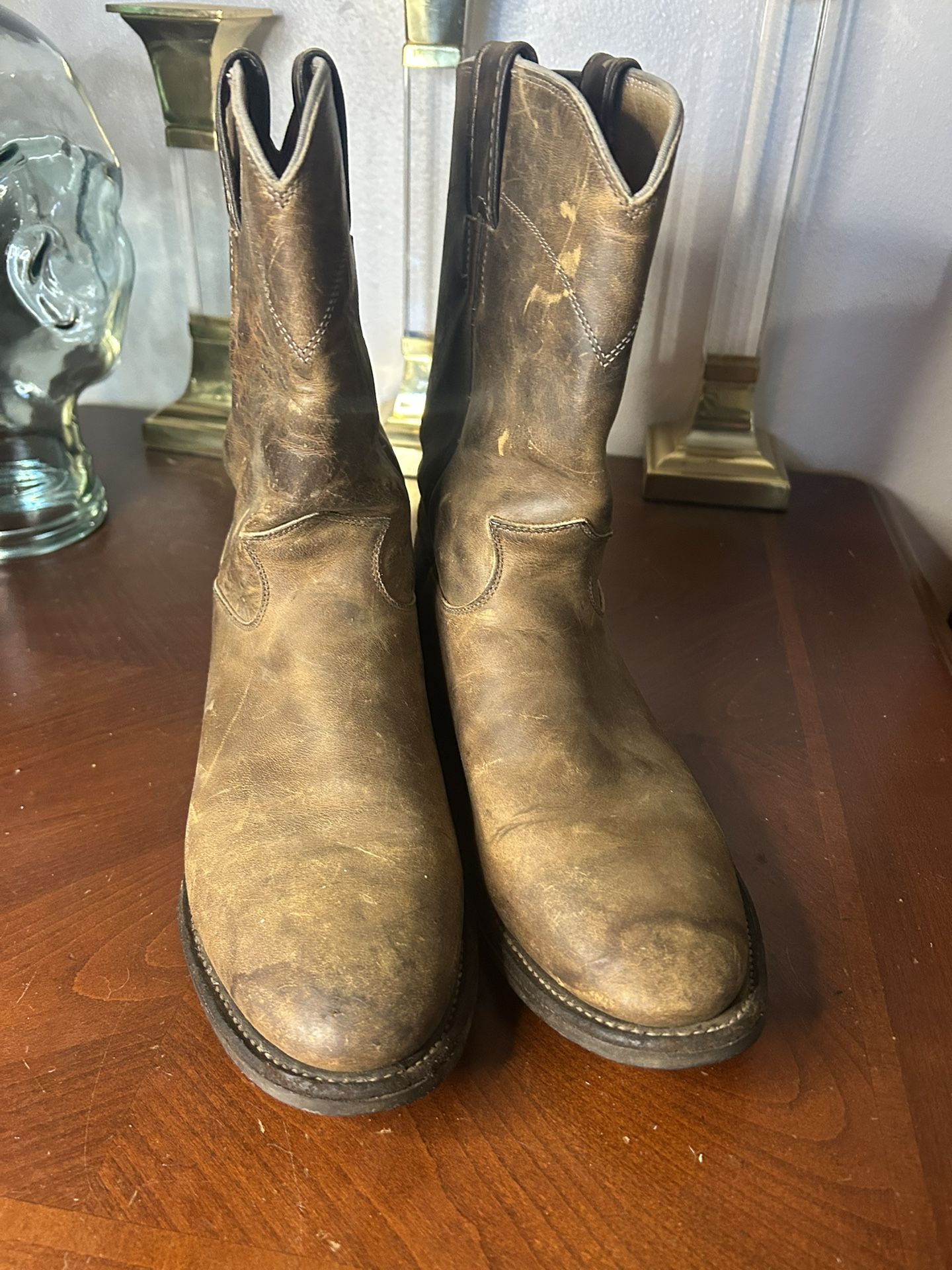 Justin Leather Roper Cowboy Western Boots Mens Size 8 D Style 1481