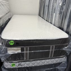 TWIN XL RESTONIC PILLOW TOP MATTRESS & BOX SPRING BED SET