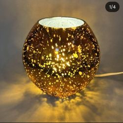 IKEA Knubbig Table Lamp Metallic Copper Gold 7” Glass Globe Space Rare Accent nightstand lamp cool projection rare discontinued 
