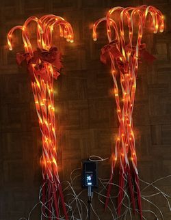 Large Solar Christmas Candy Cane Ligths