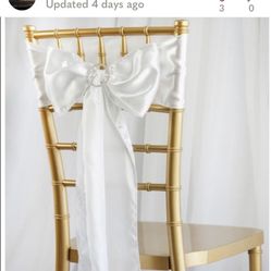 5 White Satin Sashes NEW In  Bag Wedding Chair Decor 