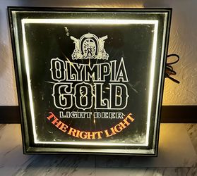 Olympia Gold Light Beer “The Right Light” Bar Sign