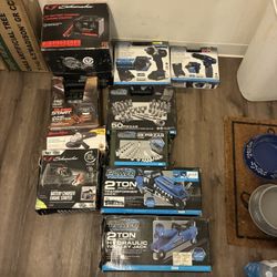 Car Jump, Starter Car, 2 Ton Jack Power Drills, Battery, Chargers, And More