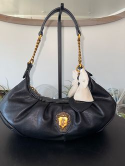 🖤 Juicy Couture Romance Black Leather Hobo Bag Gold