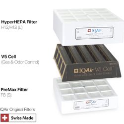 IQAir 3-in-1 Filter Bundle - Genuine Replacement Filters for HealthPro Plus System - PreMax Pre-Filter - V5 Cell Gas & Odor Filter - Patented HyperHEP