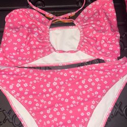 Plus Size 2x Pink Daisy Bikini 👙 