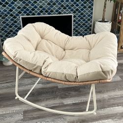 Lounge Chair / Rocking Sleeper Chair Beige White 