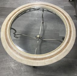Round Glass/Stone Coffee Table