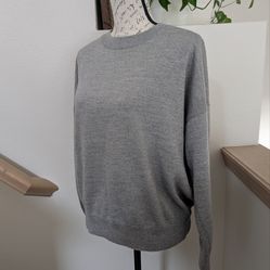 NWT Madewell BIRDIE Merino Wool Pullover - Grey, Large