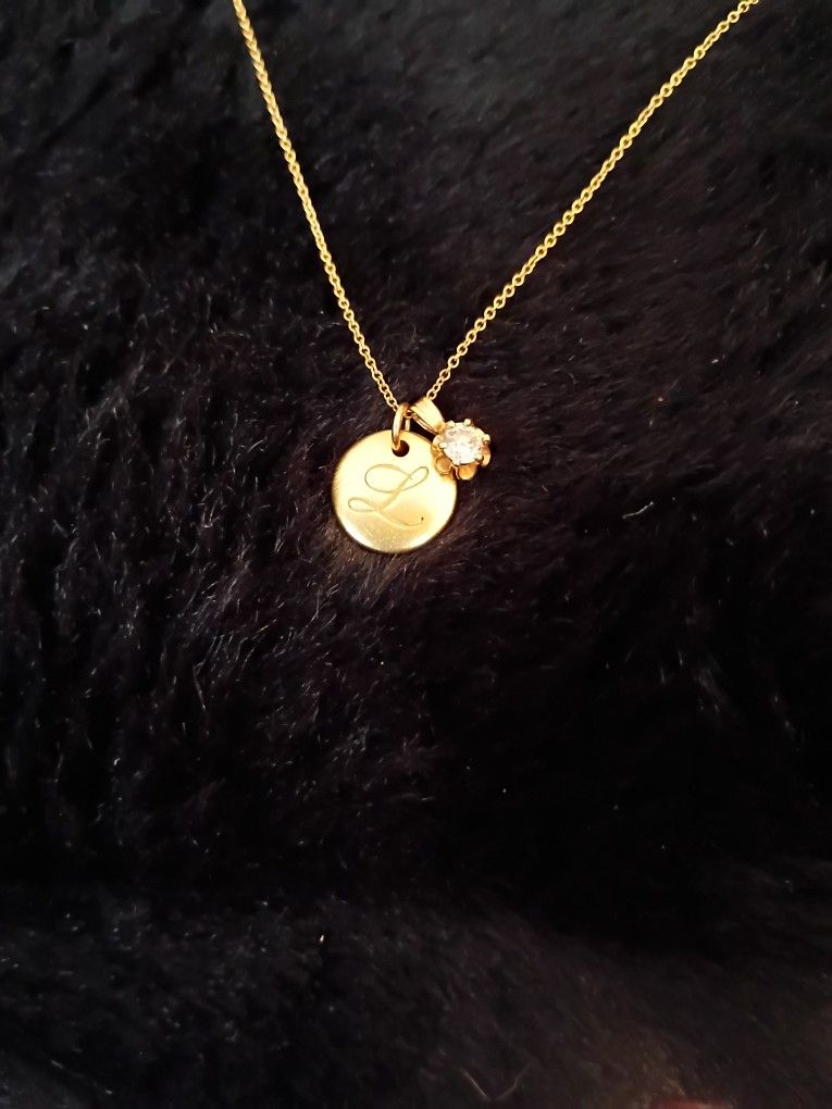18k Tiffany And Co. L Notes Pendant With Small .25 Carat Diamond Pendant