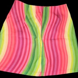 Lilly's Kloset Ridin' Waves Abstract Mini Skirt (Pink Multi) - Small