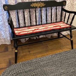 Hitchcock Spindle Black Settee Wood Bench