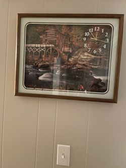 Rustic Water Mill / Grist Mill Framed Wall Clock