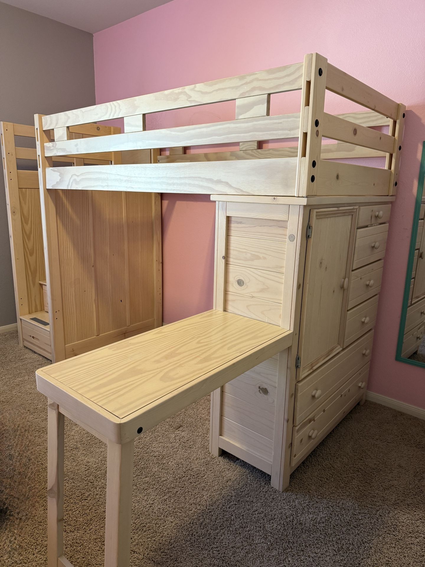 Junior Loft Bed w/Storage Drawers, Bookshelf & Desk - EXCELLENT CONDITION!!