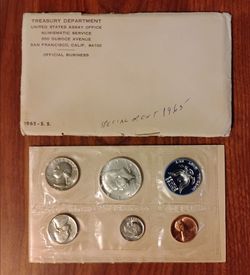 USA America 1965 Silver Kennedy mint set coins