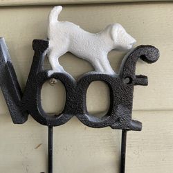 Dog Themed Leash Hanger Cast Iron
