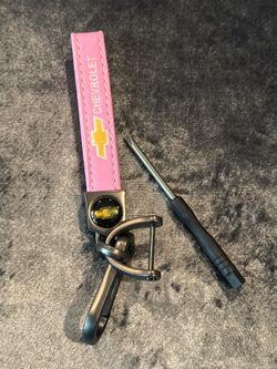 Pink Chevrolet Leather Key Chain