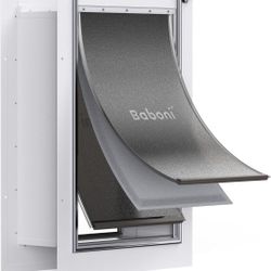 Baboni Pet Door for Wall,3-Flap,Steel Frame and Telescoping Tunnel, Aluminum Lock, Double Flap Dog Door and Cat Door, Strong and Durable (Pets Up to 1