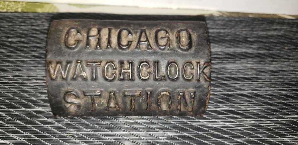 Antique Cast CHICAGO WATCH CLOCK STATION Security Box With Key Attached