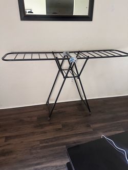 2 Level Folding Clothes Drying Rack with Wheels for Indoor Outdoor Use Carbon Steel Sturdy Laundry Holder