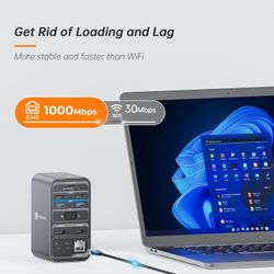 TobenONE USB C Laptop Docking Station Dual Monitor, 15-in-1 USB C Dock with Dual HDMI, VGA, 4 USB 3.0, 2 USB 2.0, USB C, SD/TF, Ethe
