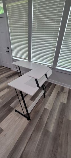 L-Shaped Standing Desk White and Black