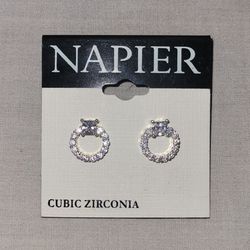 Cubic Zirconia Door Knocker Post Earrings