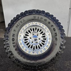 17" KMC Aztec rims/ 35x12.50R17 Firestone MT