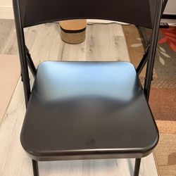 Set of 4 Black Folding Chairs — Metal Frame, Padded Seat — $35 for All 4
