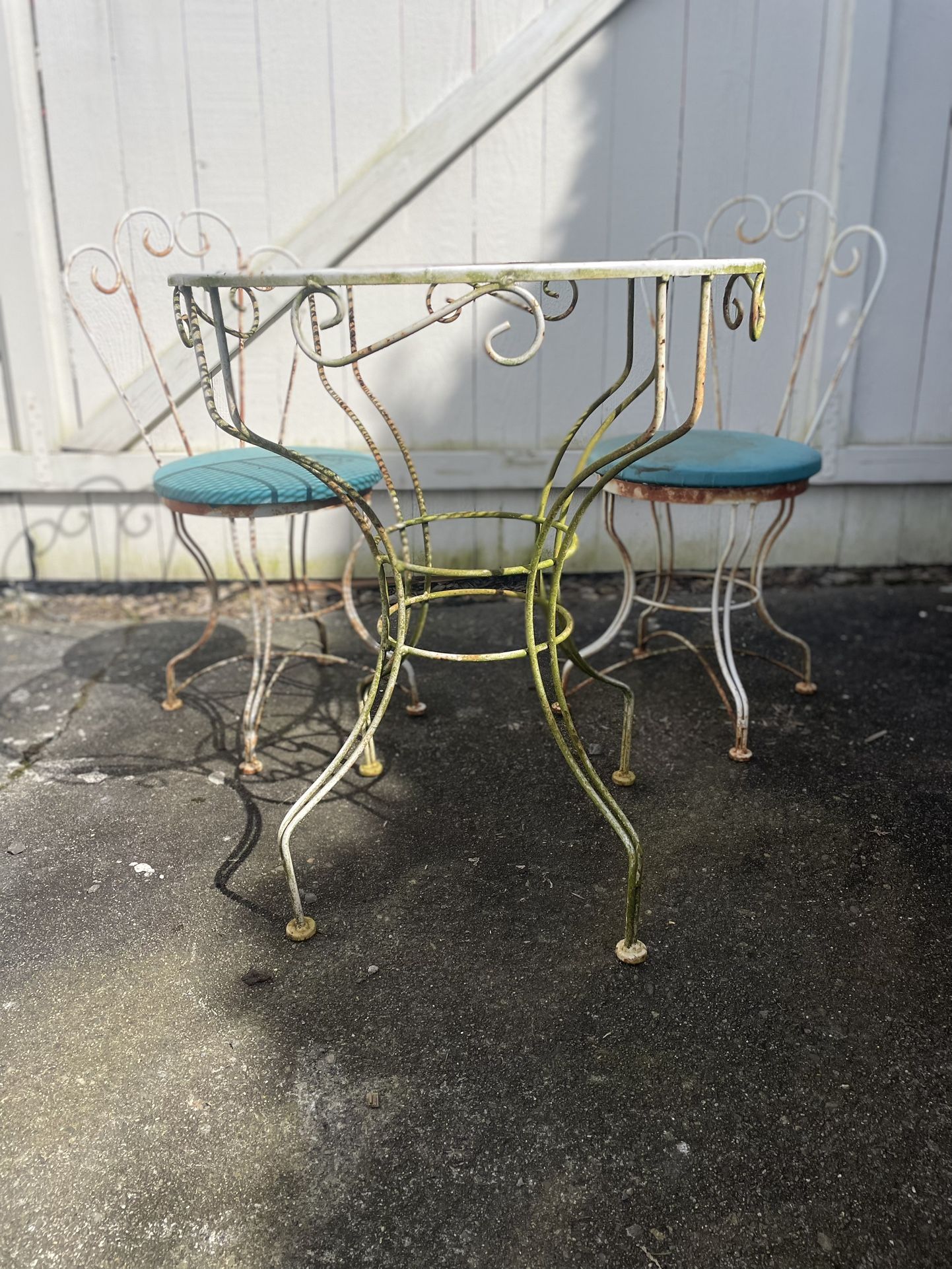 Vintage Wrought Iron Bistro Table And Chairs