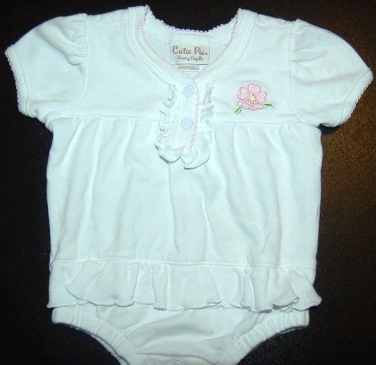 CutiePie Girls 6-9M One-Piece White Romper