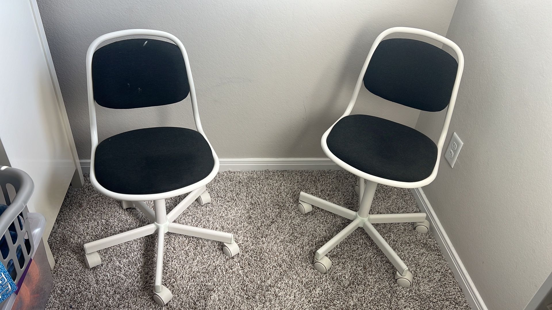 2 IKEA Child's desk chair, white/ grey