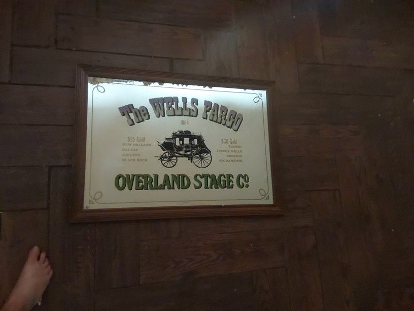 Antique WELLS FARGO  Embossed Mirror 