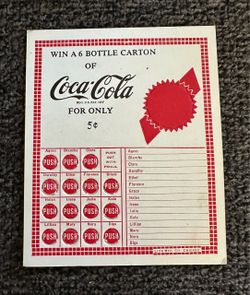 #7 Vintage Coca-Cola Punch Board Game Card