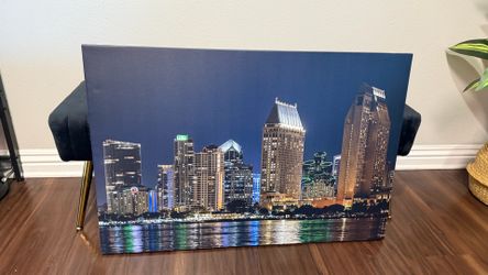 San Diego night skyline wall art