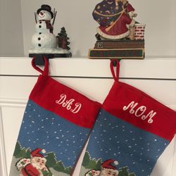 Frosty & Santa Christmas Stocking Holders.