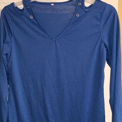 NEW Sexy Blue V Neck Shirt Top size 36 or large, I need a bigger size.