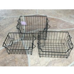 Lavender & Rose Brand Set of 3 Stackable Metal Wire Storage Baskets With Handles