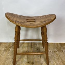 Amish Built Saddle Wooden Bar Stool Chair Vintage Mid Century