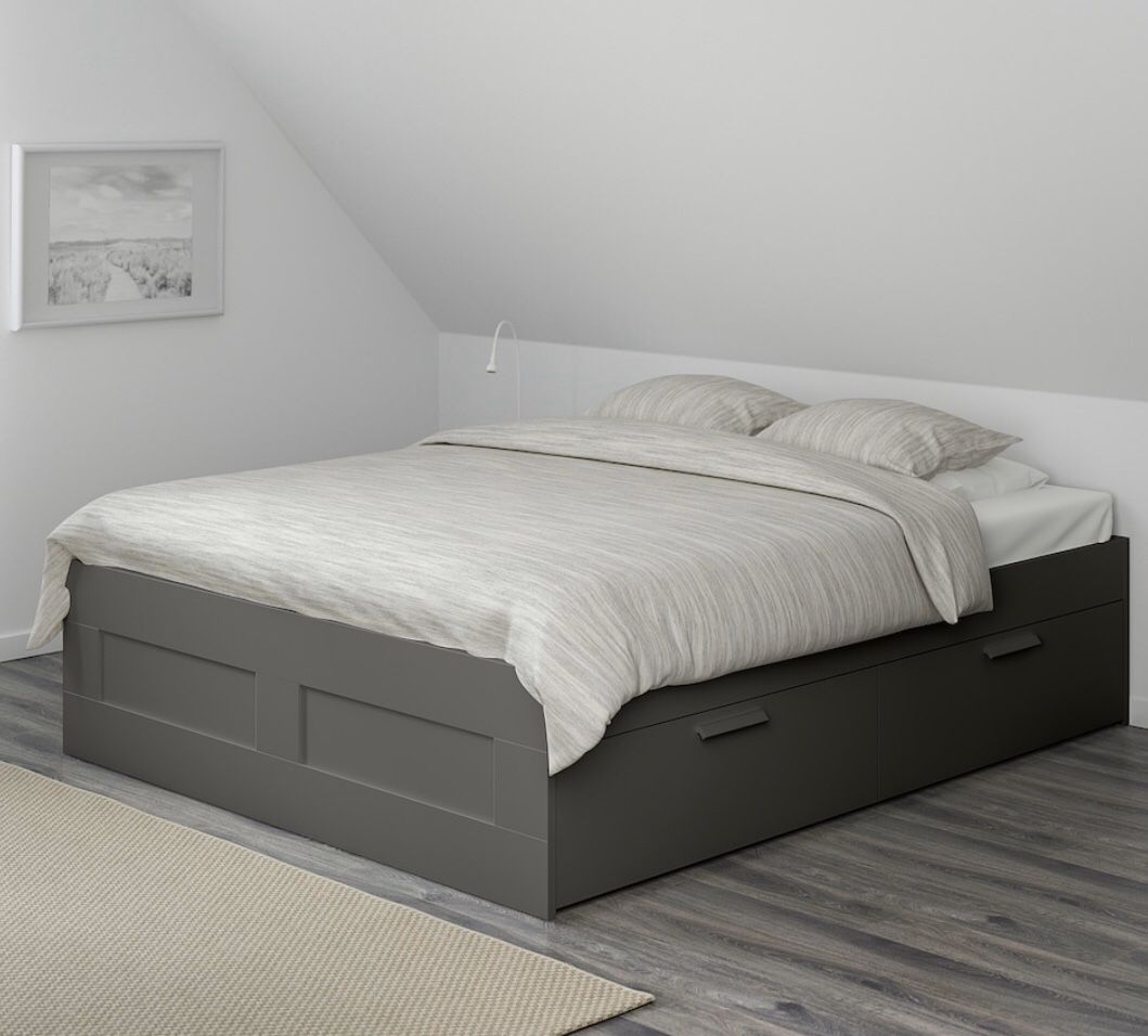 Brand New ! Black bed frame with built in sliding storage drawers