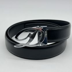 S.T. DUPONT ICONIC D BUCKLE BLACK LEATHER BELT 100% GENUINE ~$550