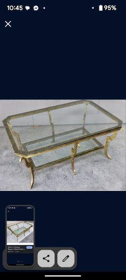 Gold Gilded Glass Top Coffee Table