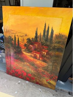 Beautiful Tuscany lithograph on canvas 48 x 38