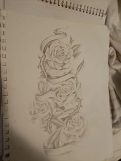 Hand drawn stack of roses