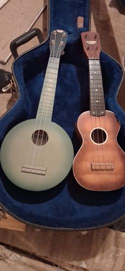 Like New Gretsch G9101 NYC Camp Uke Roots Collection Blue Sunburst Ukulele & Used Harmony Ukulele