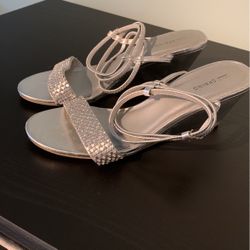 Silver Bedazzled Wedges Size 9