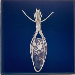 🤍 Crazy Lace Agate Pendant – Silver Plated | Non-Tarnish | Sealed for Protection