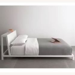 2 CB2 Alpine White Steel Queen Bed Frame Restoration Hardware. Crate & Barrel