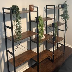 Modern Industrial Wood & Metal Shelving Units – Set of 3